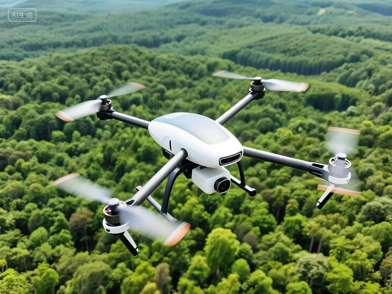 无人机森林巡防高清图片