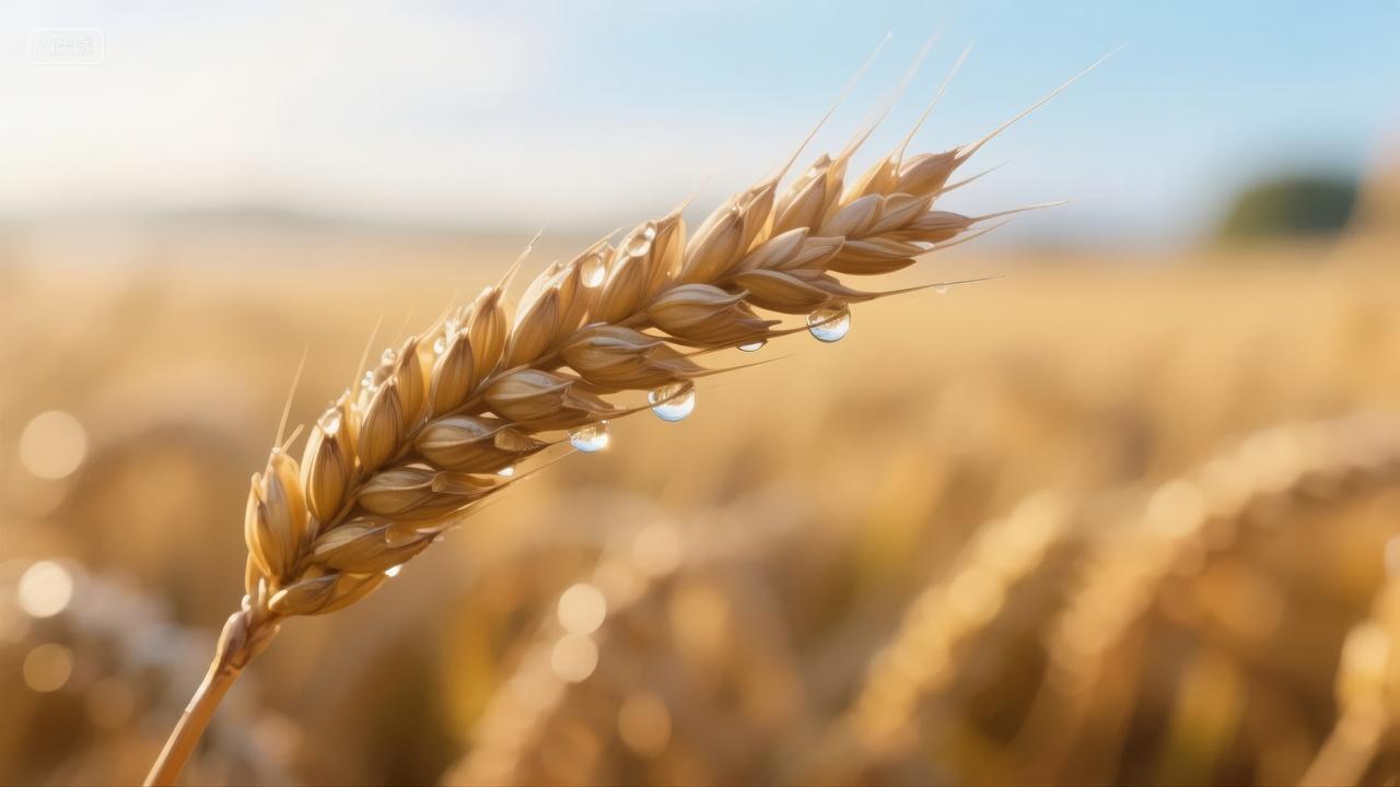 芒种节气麦穗丰收露珠农业自然背景图