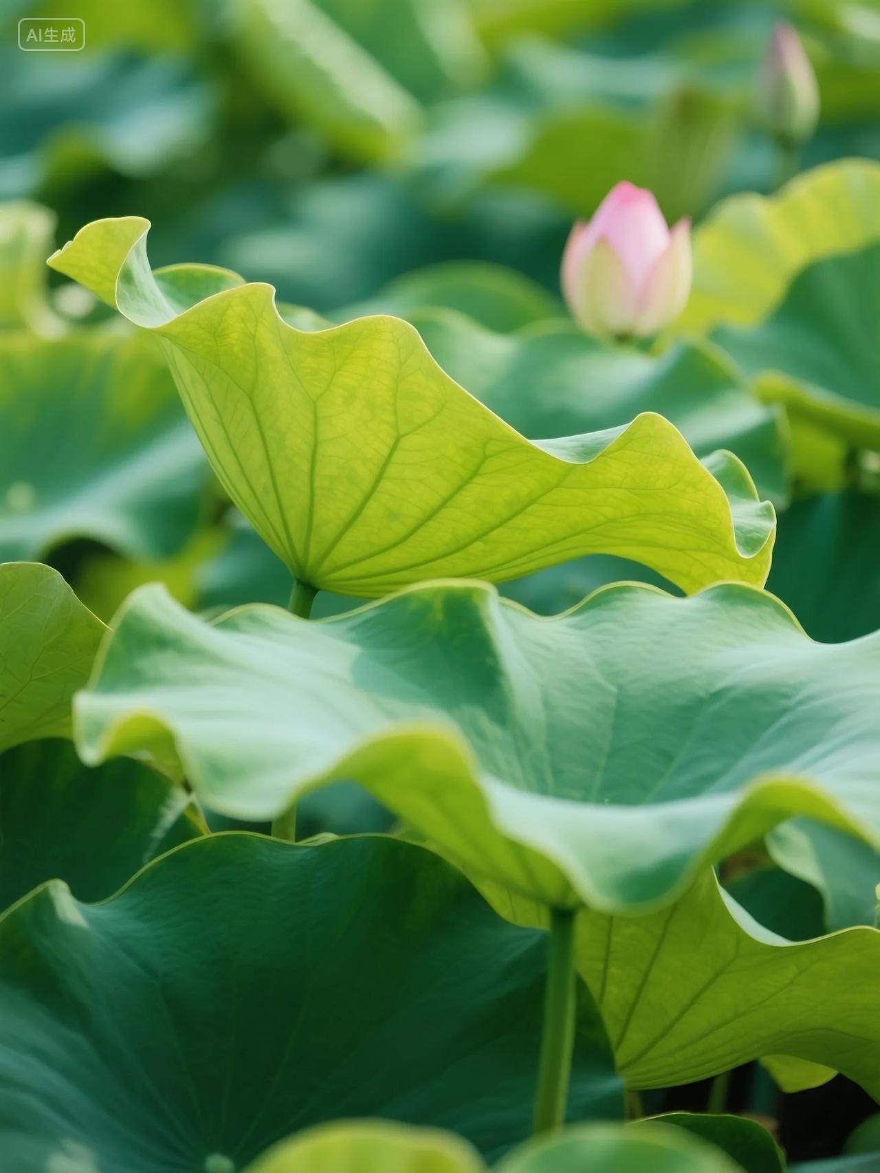 夏至荷塘荷叶荷花摄影图