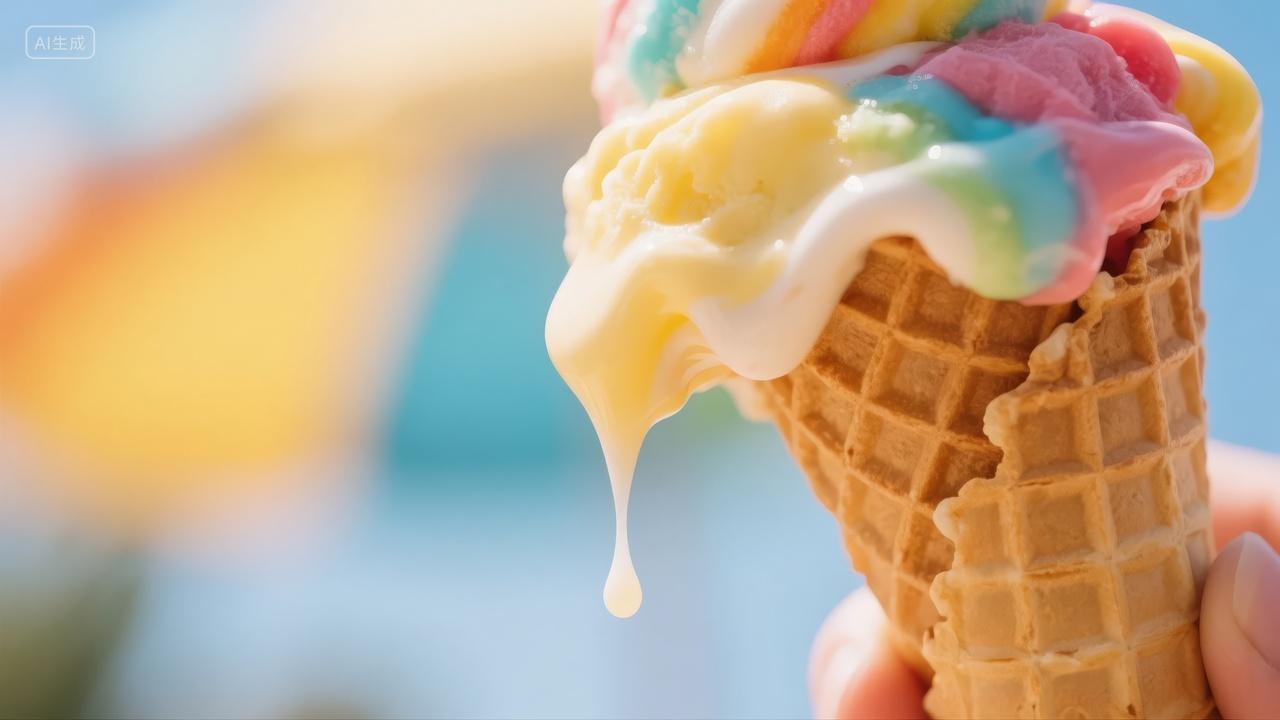 夏至冰淇淋甜筒清凉解暑夏季美食广告背景
