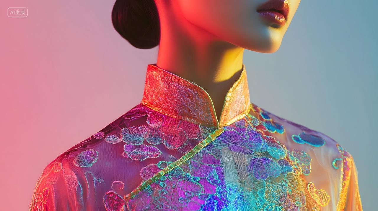 色彩斑斓的旗袍在光影交错中展现东方女性的独特魅力与优雅