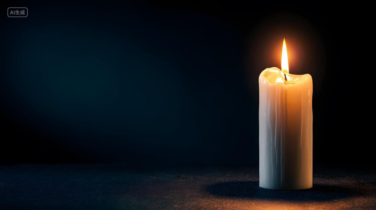 黑暗中燃烧的蜡烛火焰静谧氛围背景素材