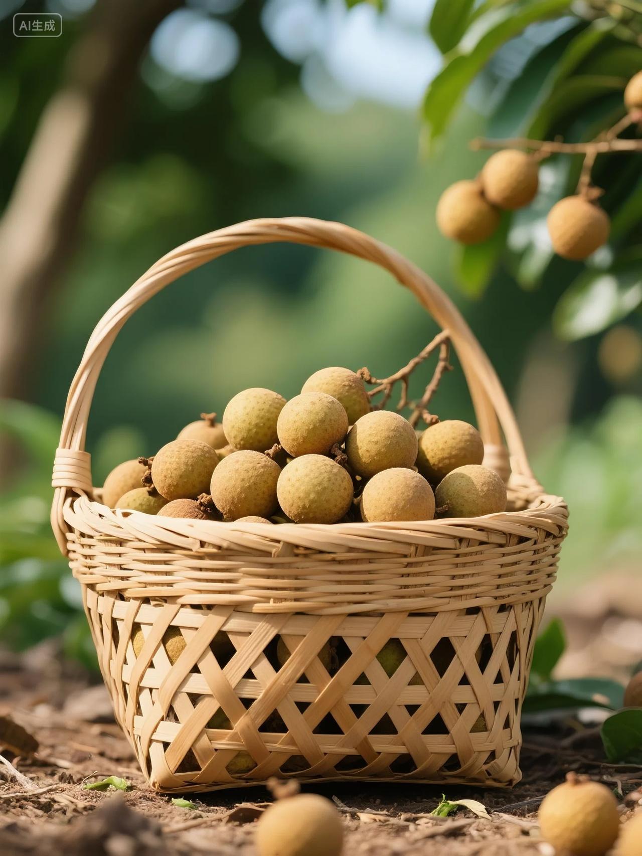 龙眼采摘摄影图