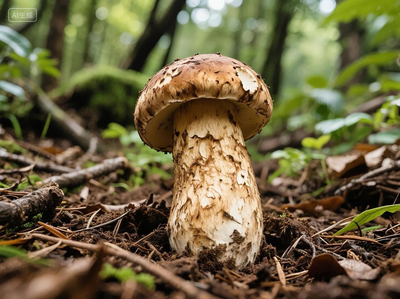 深山挖松茸摄影图片