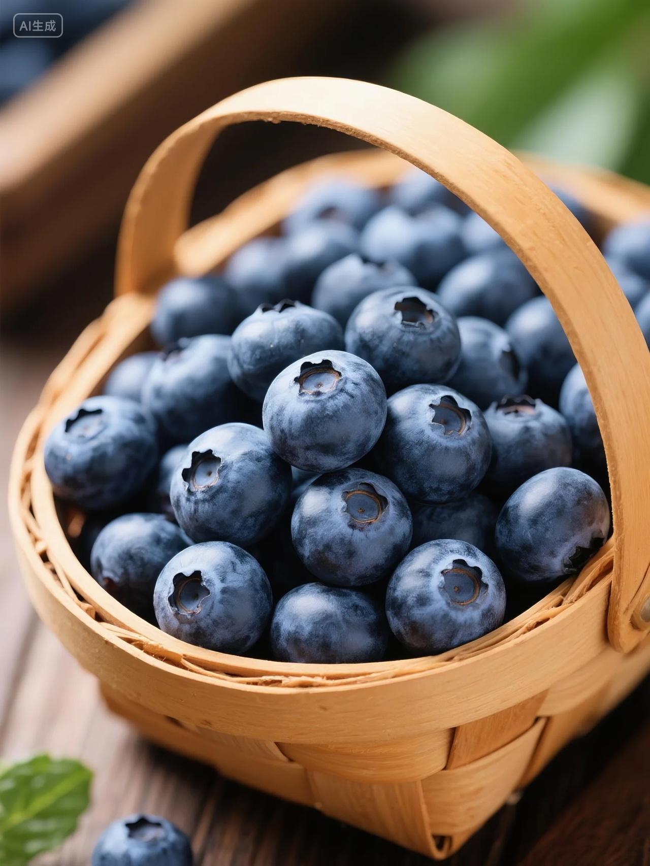 新鲜饱满蓝莓摄影图