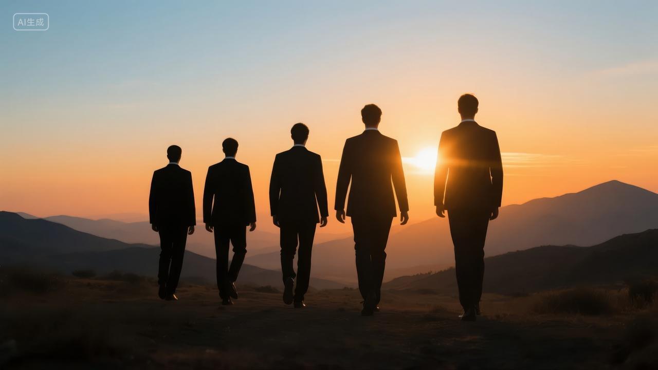 商务团队精英合作走向成功励志企业背景