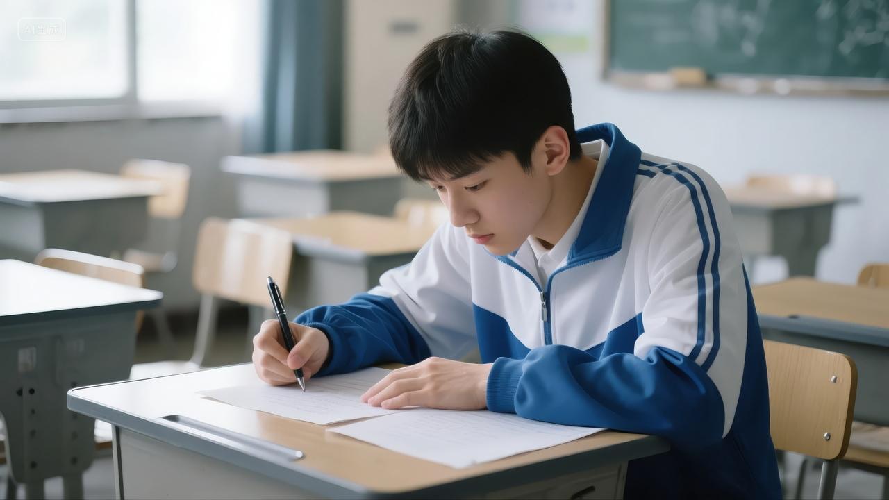 高考季学生教室认真考试努力学习背景图