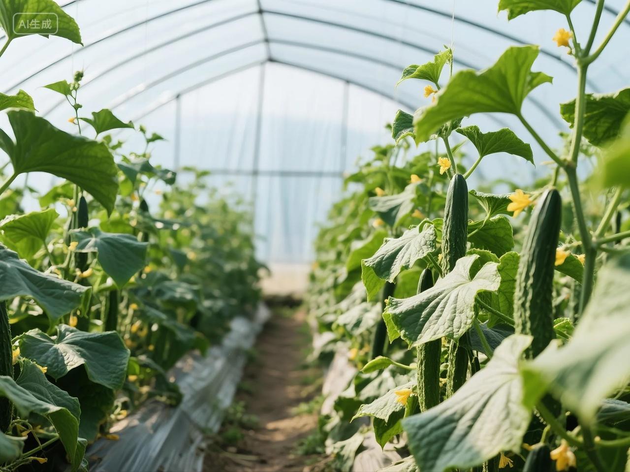 青瓜大棚栽培园摄影图