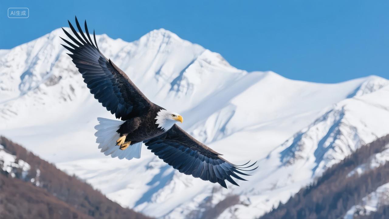 雄鹰飞翔雪山力量企业精神励志PPT背景