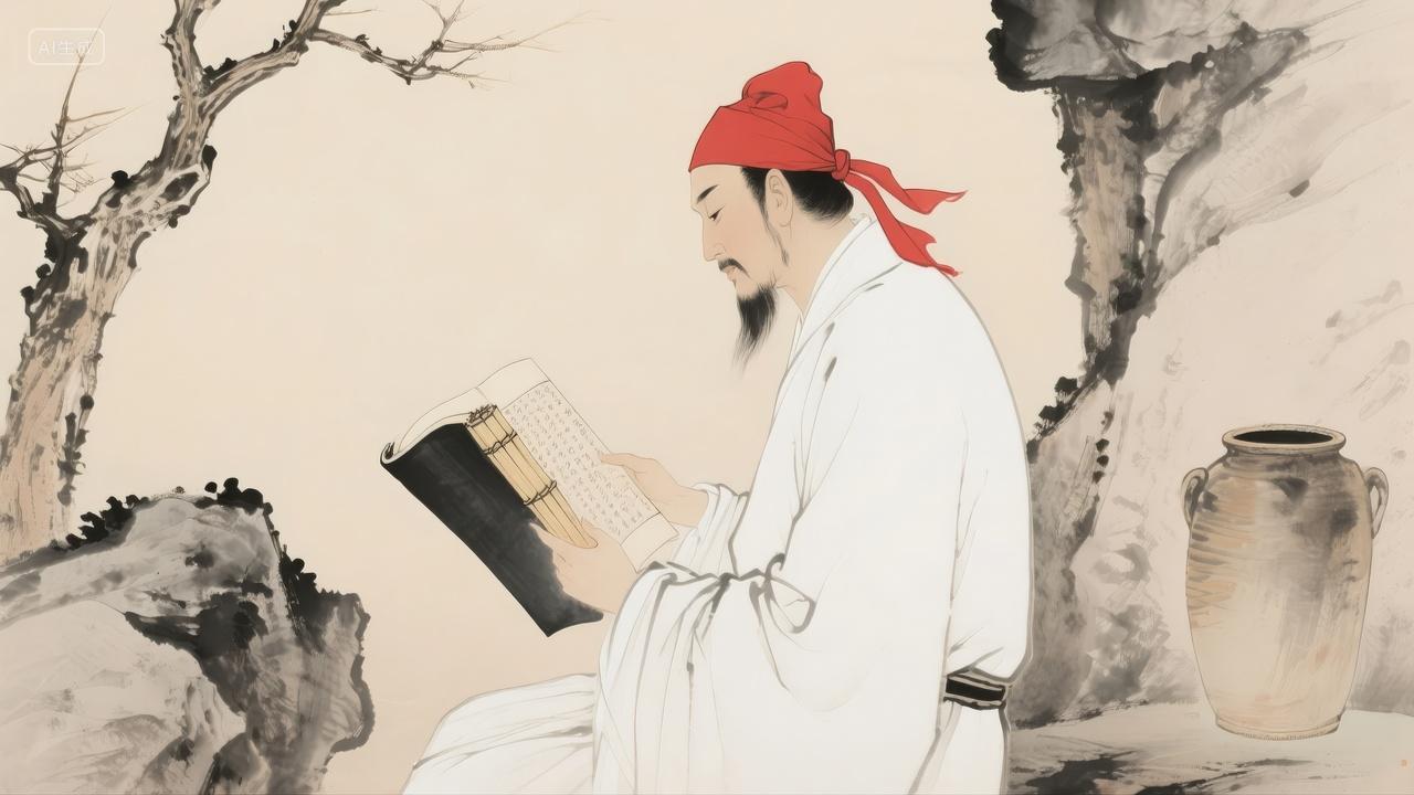 教师节古代文人学者水墨画文化教育背景