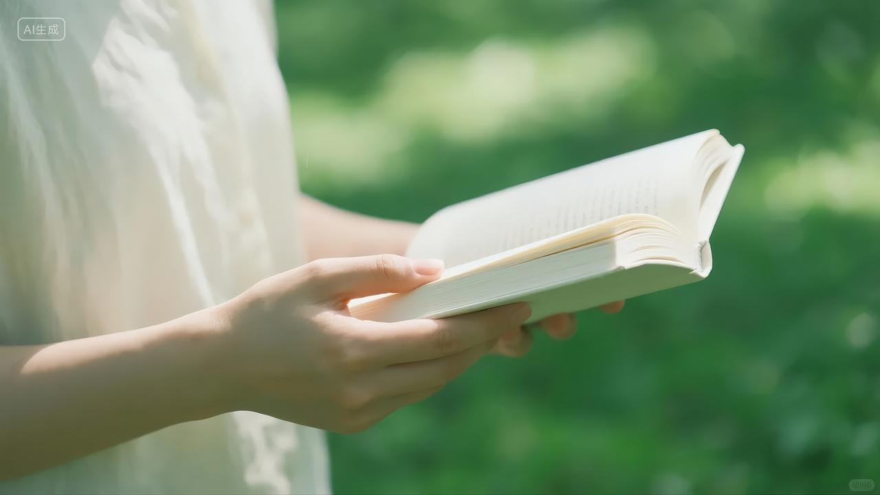 女孩手捧书本阅读学习文艺清新背景图