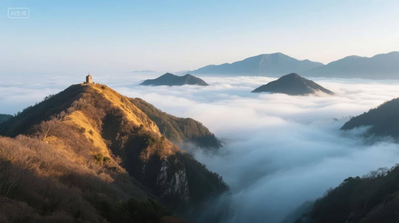 国庆节云海日出金顶企业文化年会背景图