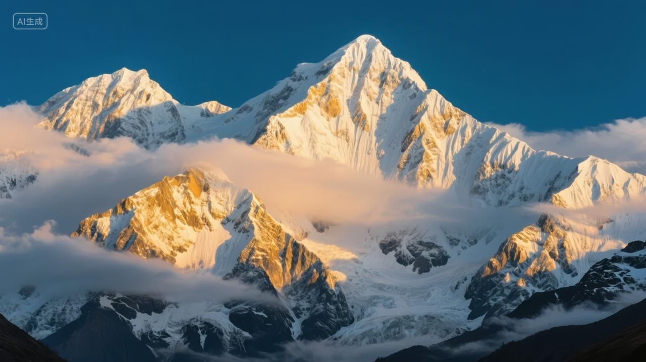 秋分节气日照金山雪山云海企业励志背景