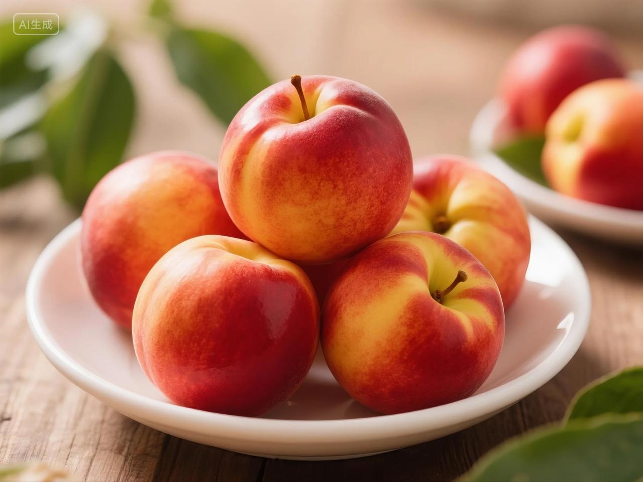 油桃果盘水果摄影图