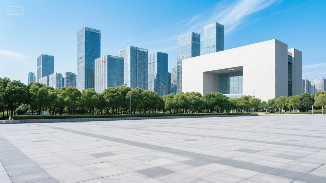 现代城市商务区广场建筑金融科技行业背景