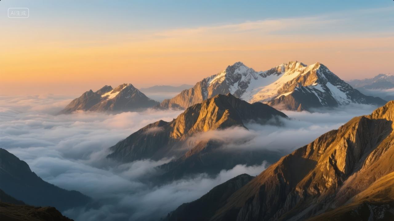 立冬节气雪山云海日出企业文化励志背景