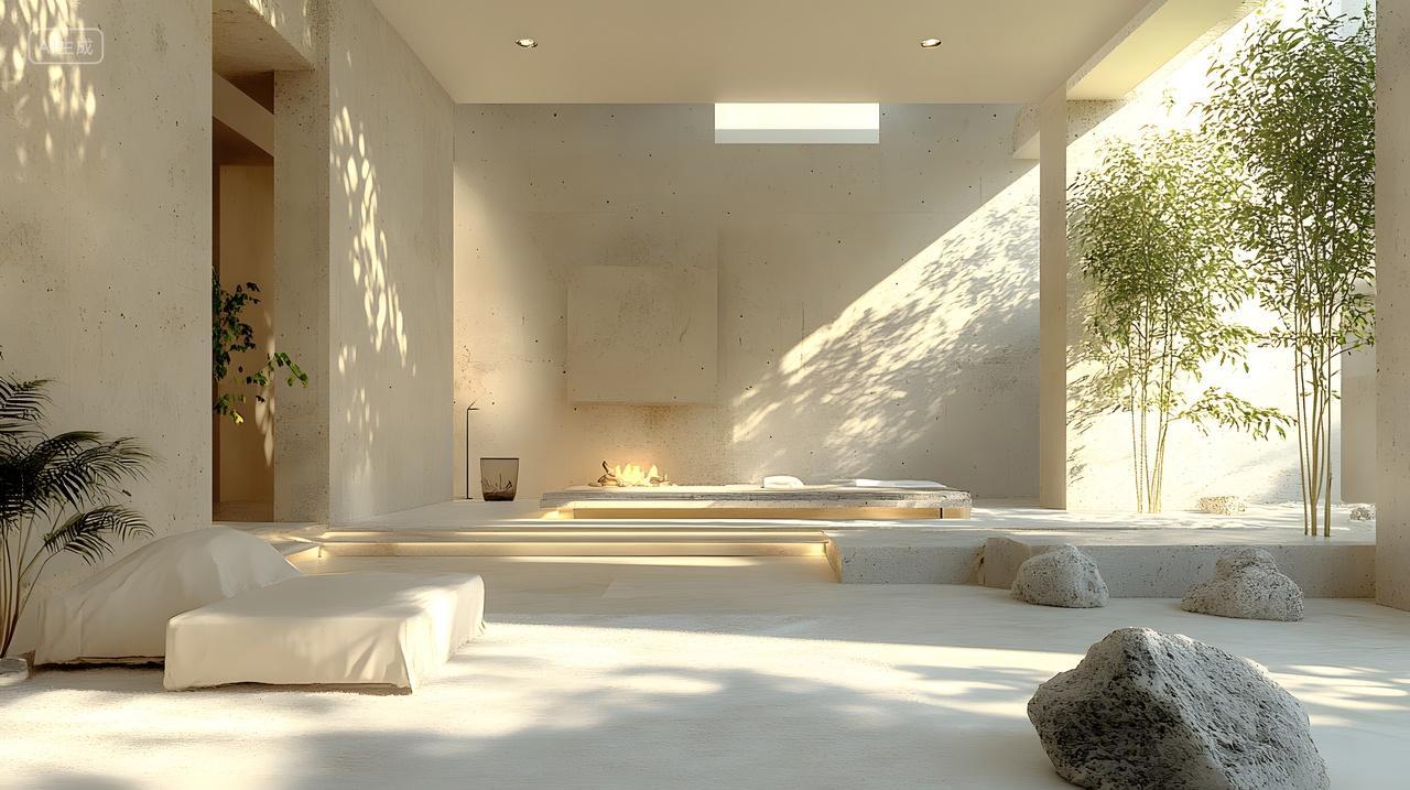 侘寂风空间光影洒落自然与简约交融