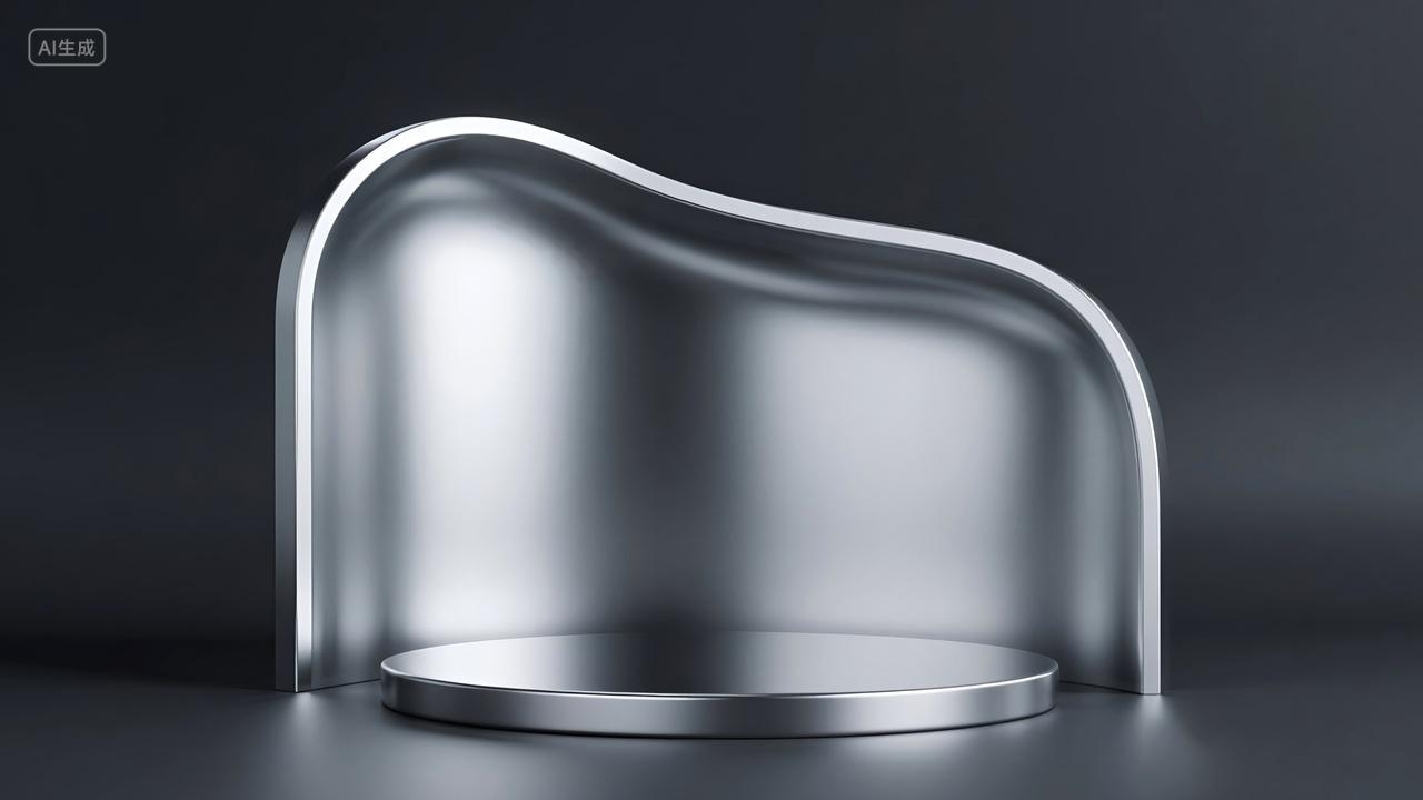 金属不锈钢银色黑白灰调电商产品展示台背景模版