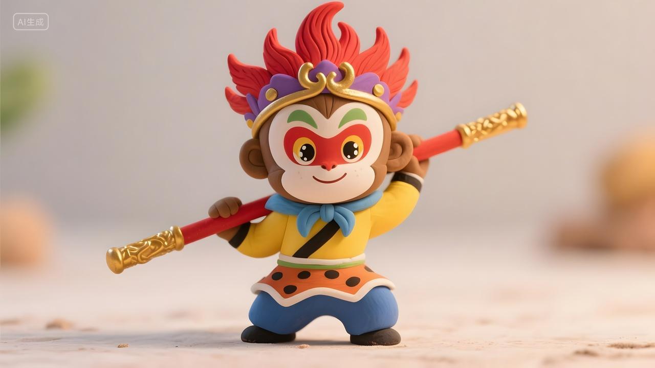 非遗泥塑作品孙悟空经典造型中国传统西游记角色艺术摆件