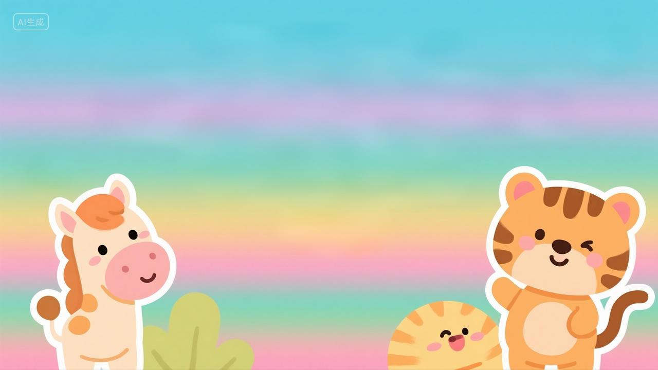 卡通可爱渐变动物ppt封面插画背景