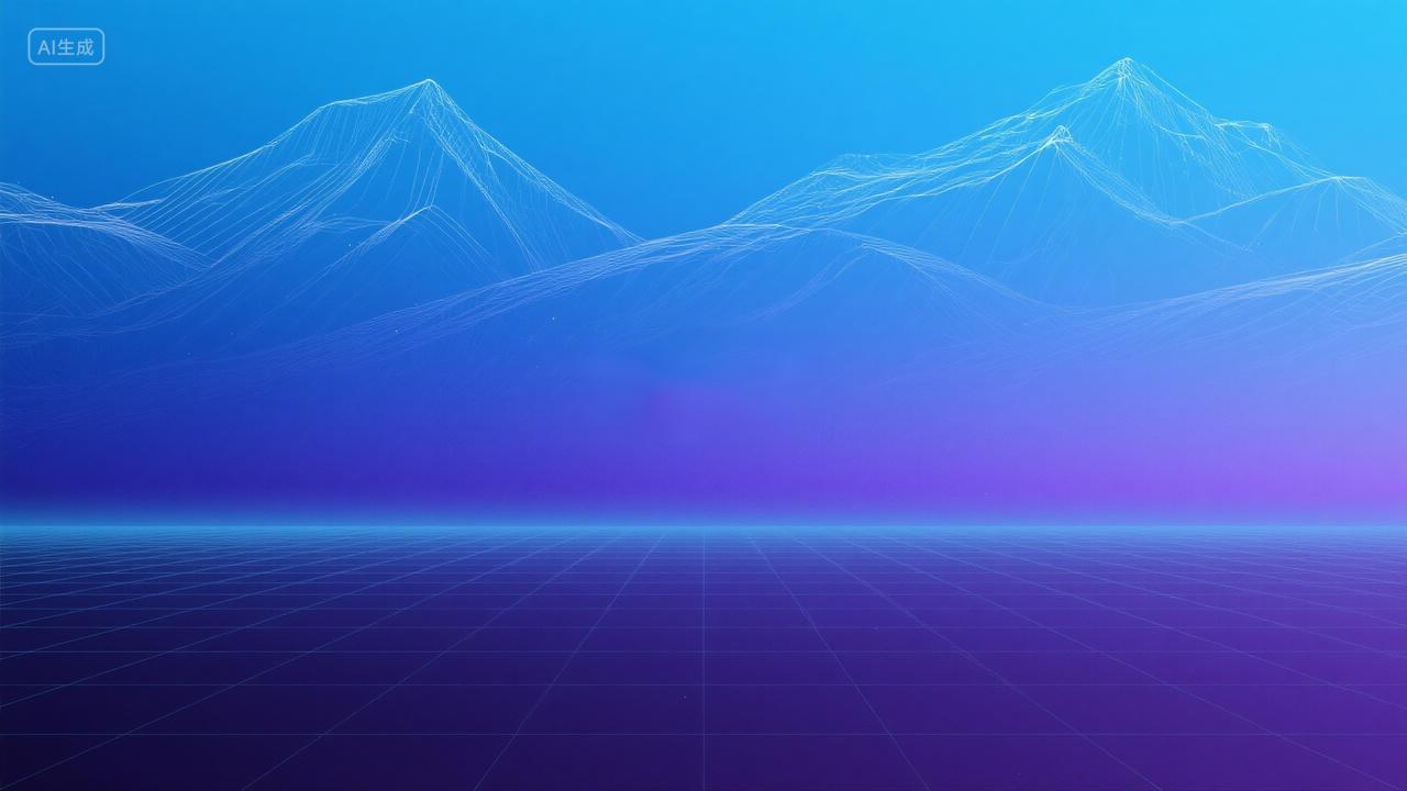 蓝紫色渐变山峰山脉背景PPT背景图