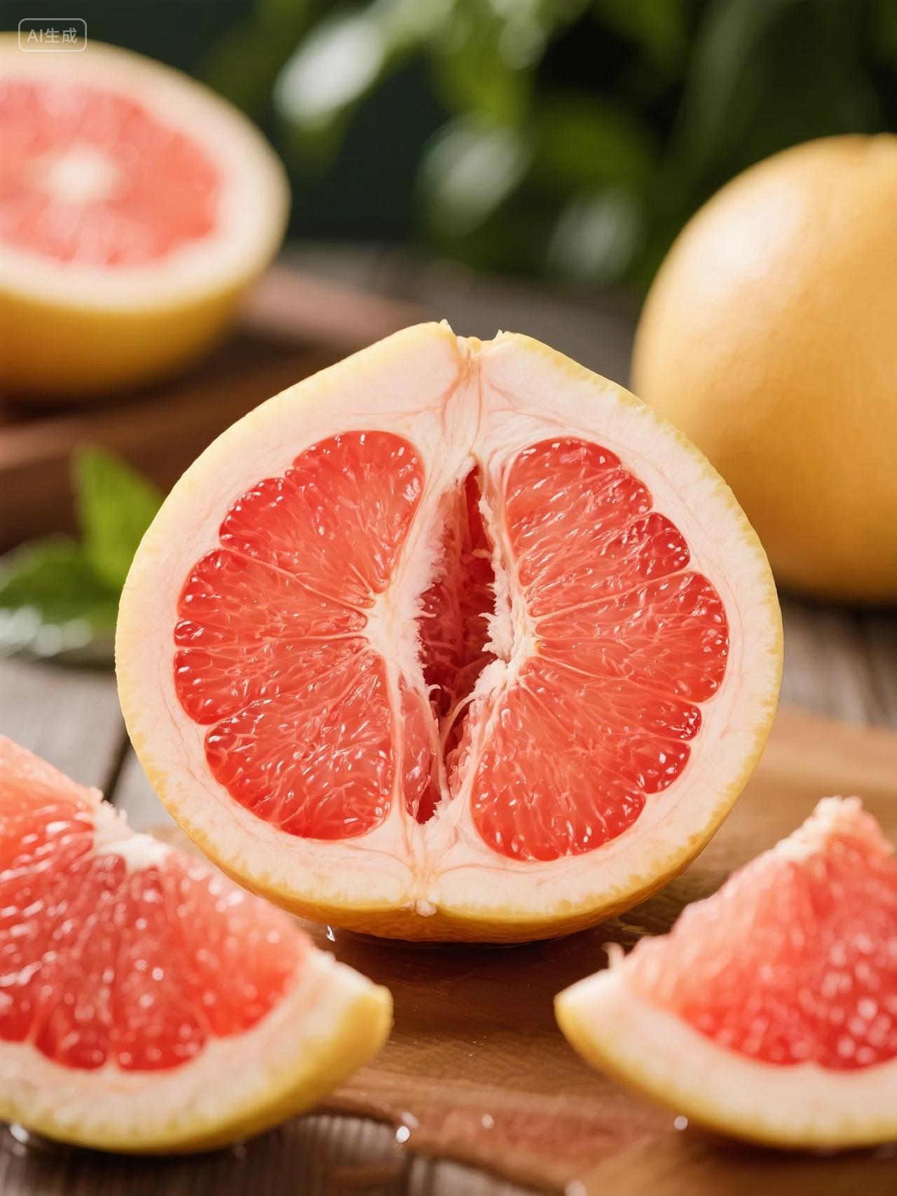 秋实硕果柚子肉高清摄影