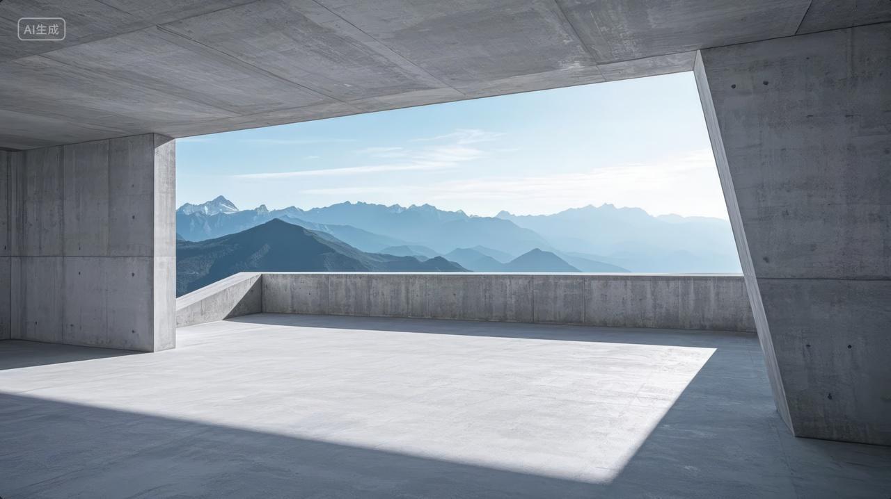 现代简约建筑空间光影山景地产展示背景