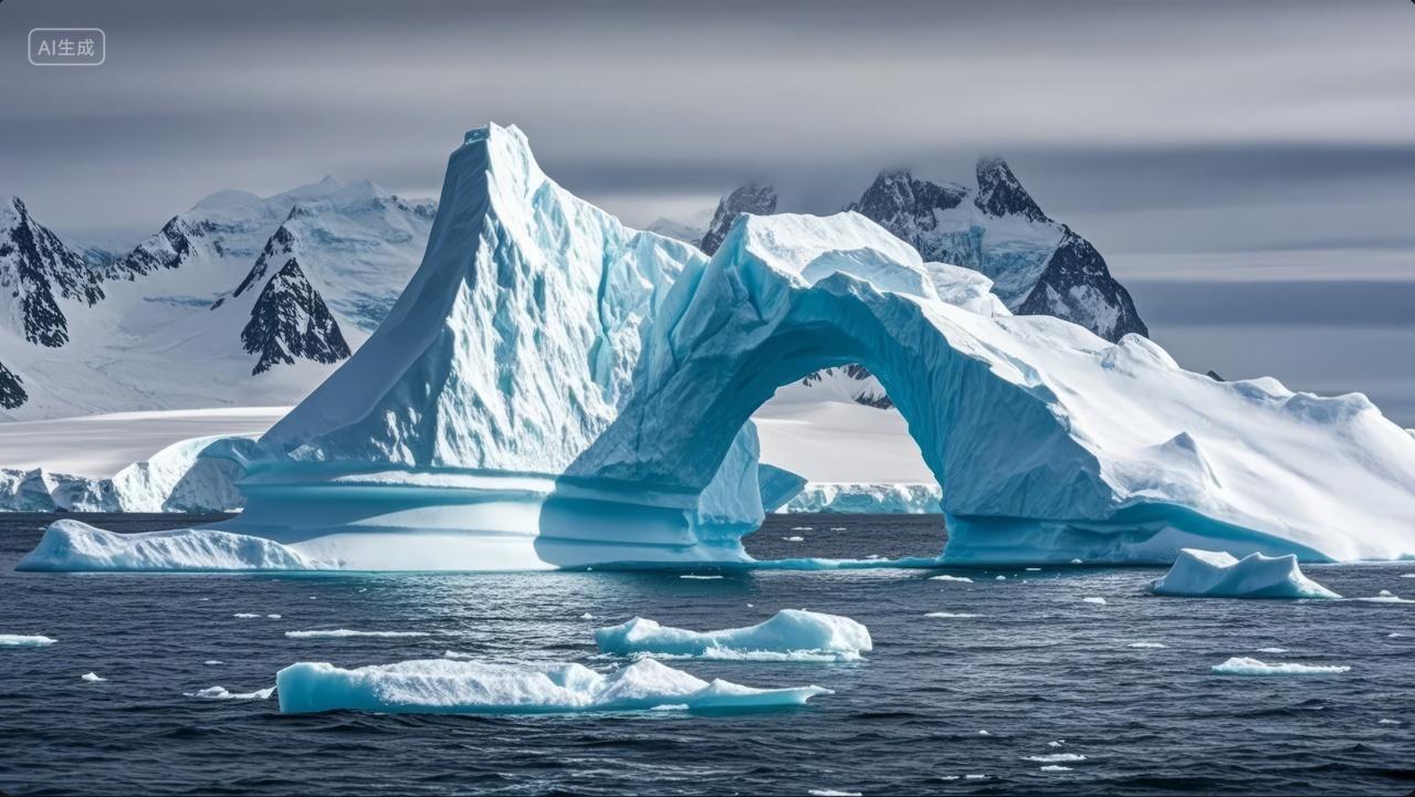 南极冰山冰川海洋环保科考旅游风光背景图