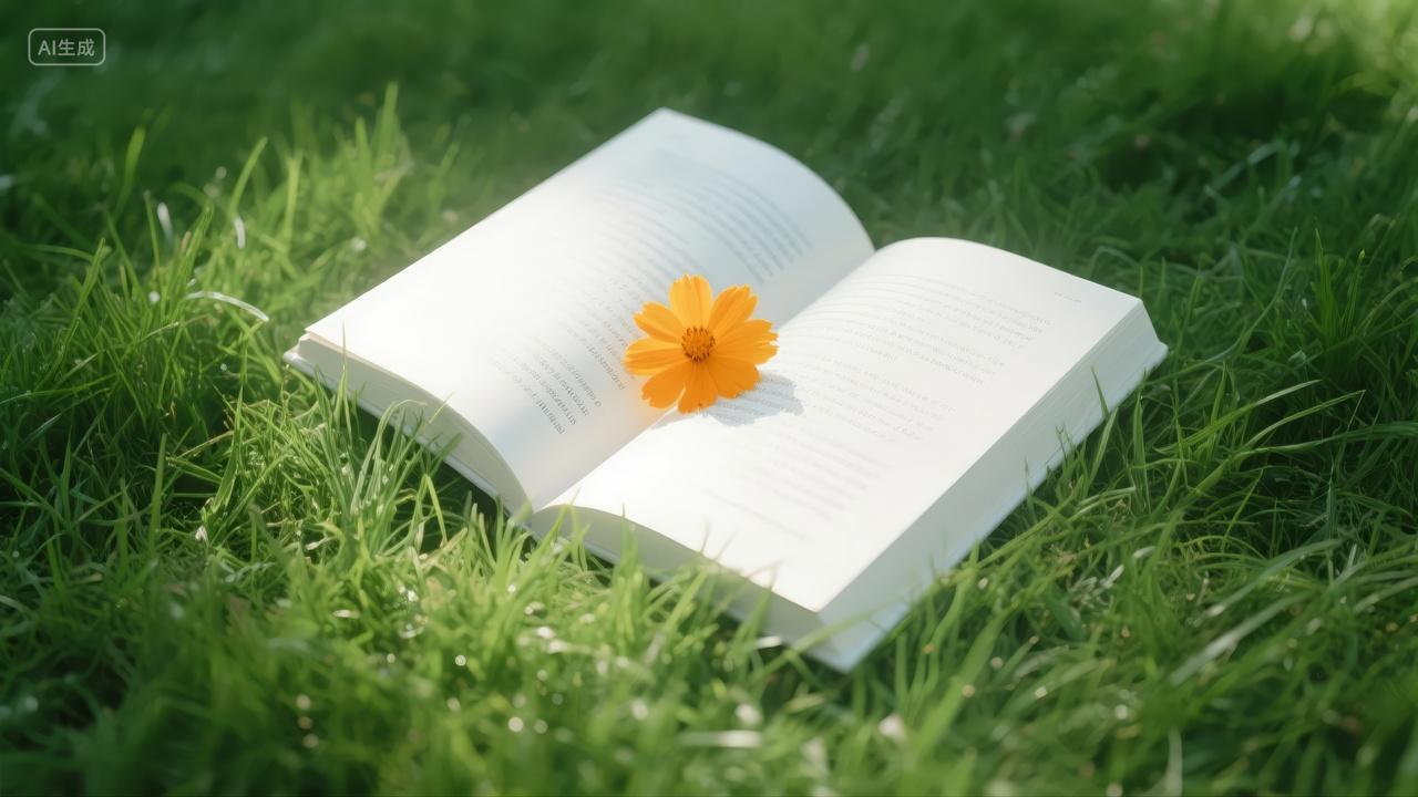 世界读书日草地书本鲜花学习知识背景图
