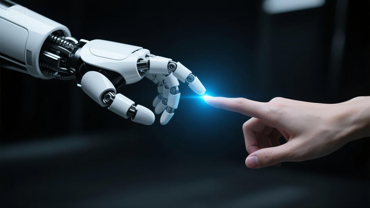 人工智能科技未来机器人人机交互概念海报