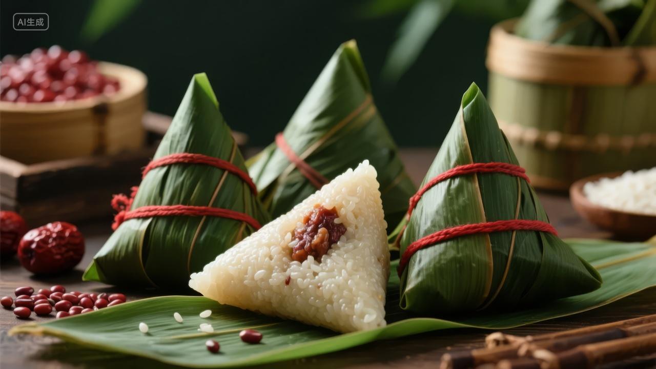 端午节气粽子传统美食节日习俗文化背景图