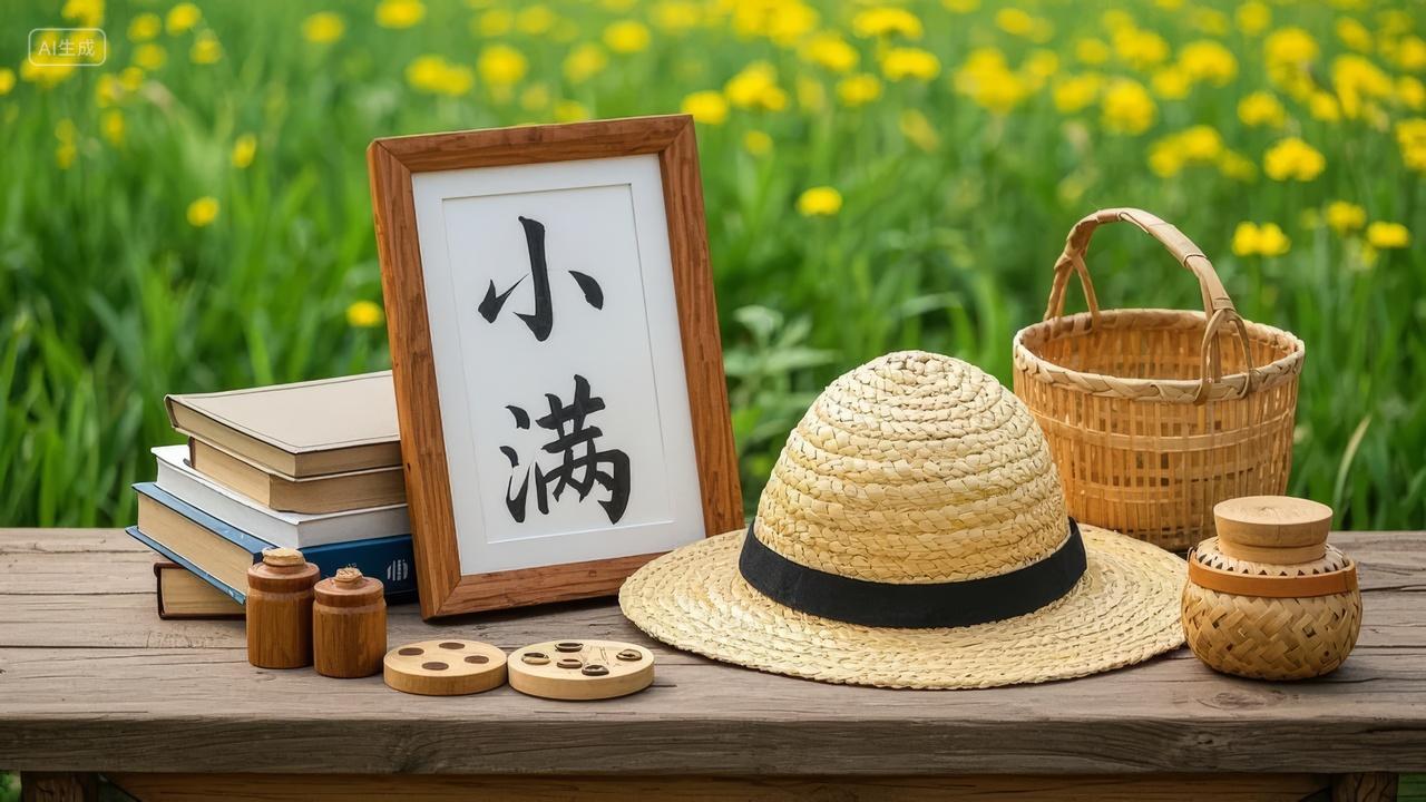 小满节气田园阅读草帽花海文艺生活背景