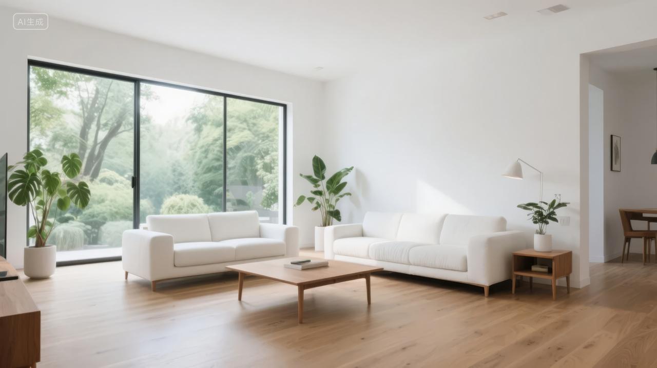 现代简约客厅大窗绿植家居生活舒适背景