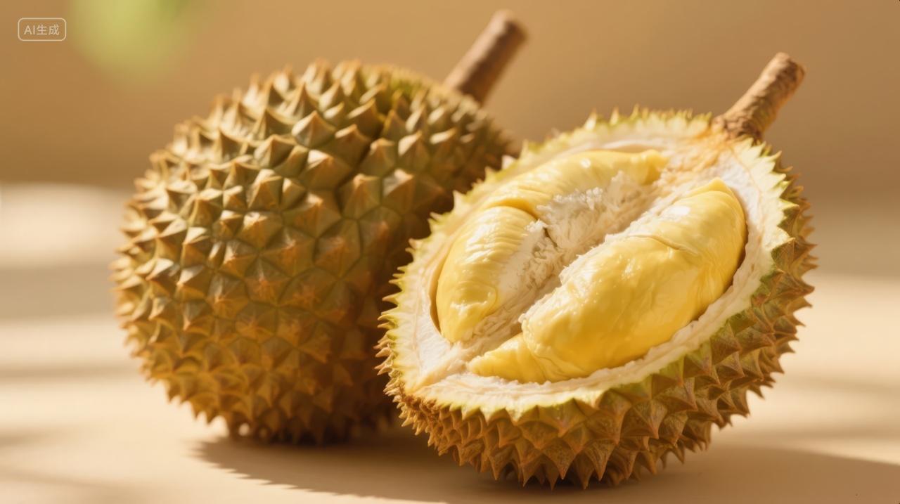 榴莲热带水果切开果肉美食特产背景图