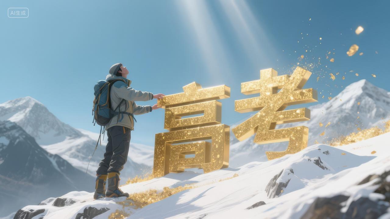 高考成功登顶雪山励志创意金榜题名背景