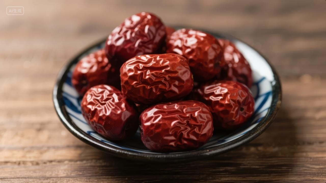 红枣干货特写养生滋补健康食品静物背景图