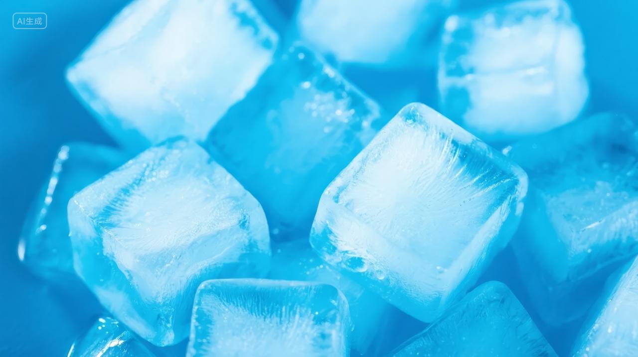 夏季冰块晶莹剔透清凉解暑产品背景图