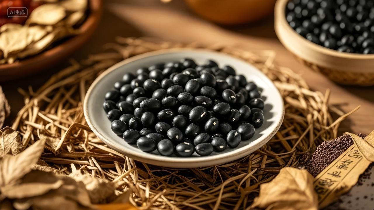 健康食材黑豆杂粮营养谷物养生背景图