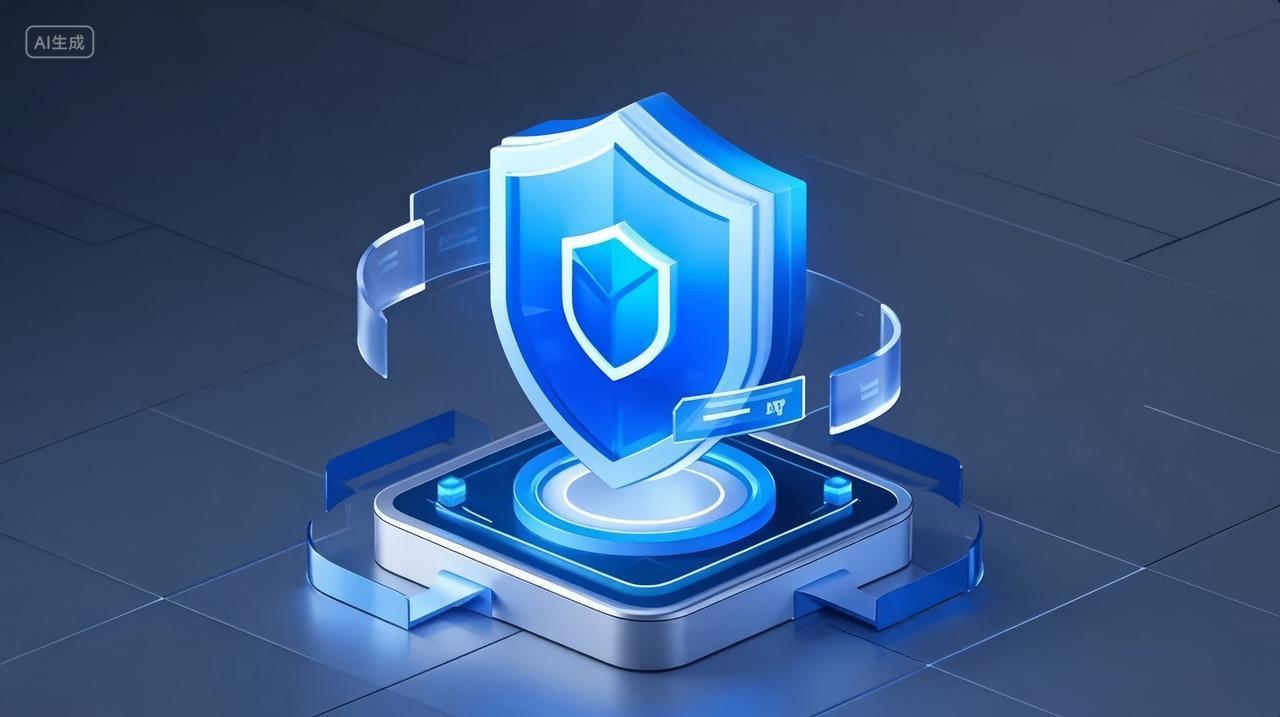 科技安全防护盾牌网络信息安全抽象背景图