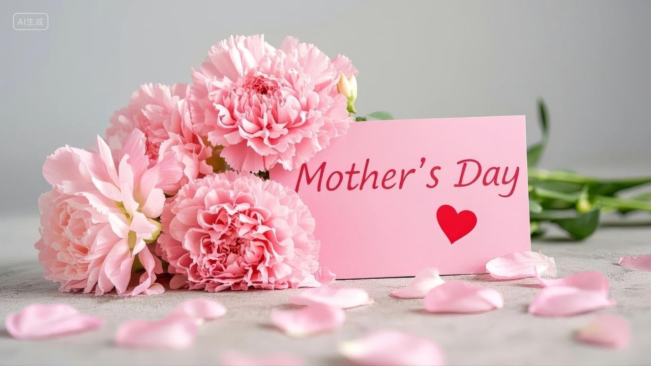母亲节康乃馨粉色鲜花贺卡祝福感恩背景