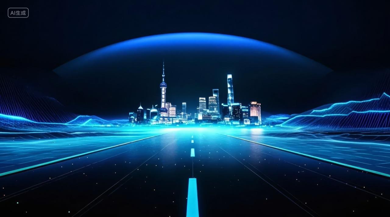 未来科技城市高速公路智能交通抽象背景