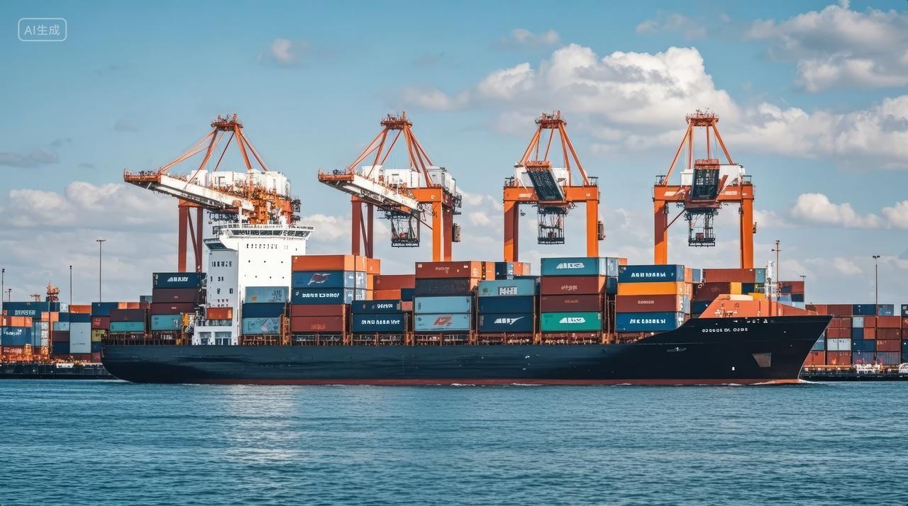 港口集装箱货轮国际贸易海运物流运输背景