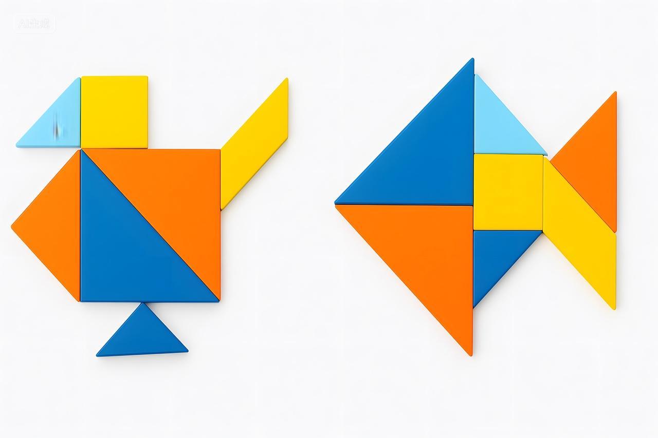 中国民间传统游戏七巧板拼动物图形儿童益智游戏图