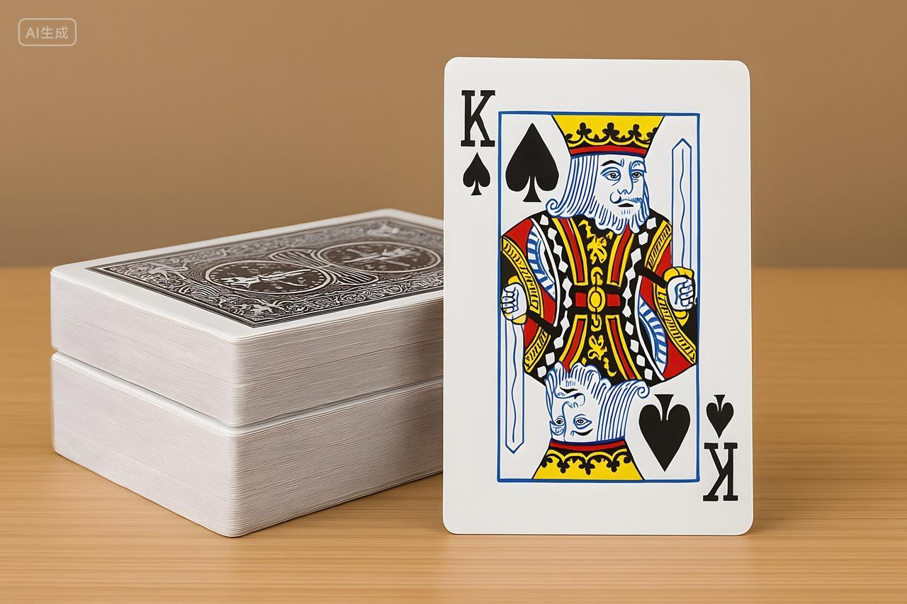 黑桃K与整副扑克牌展示中国民间传统游戏道具摄影图