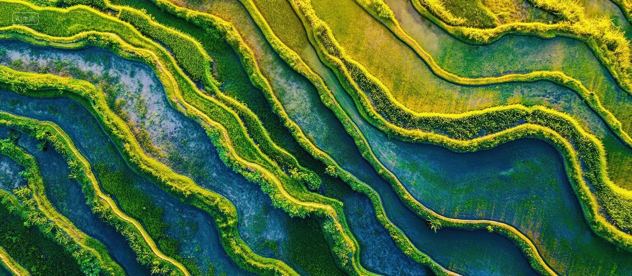 一幅绿色的春天梯田二十四节气谷雨海报背景