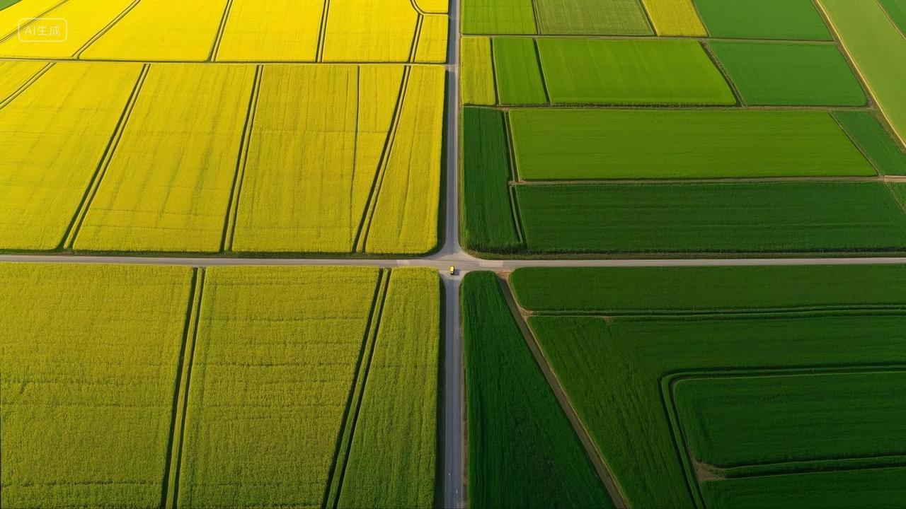 自然风景俯瞰绿色稻田农业背景