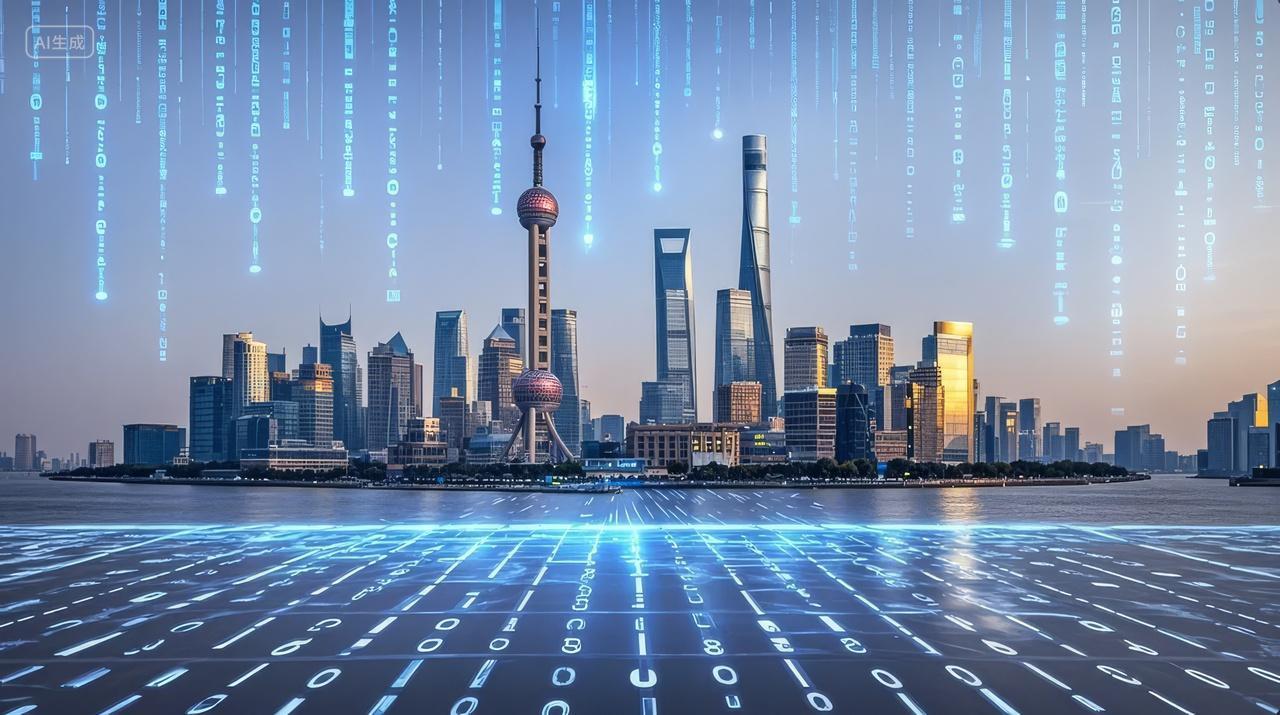 科技AI城市数据流上海背景壁纸