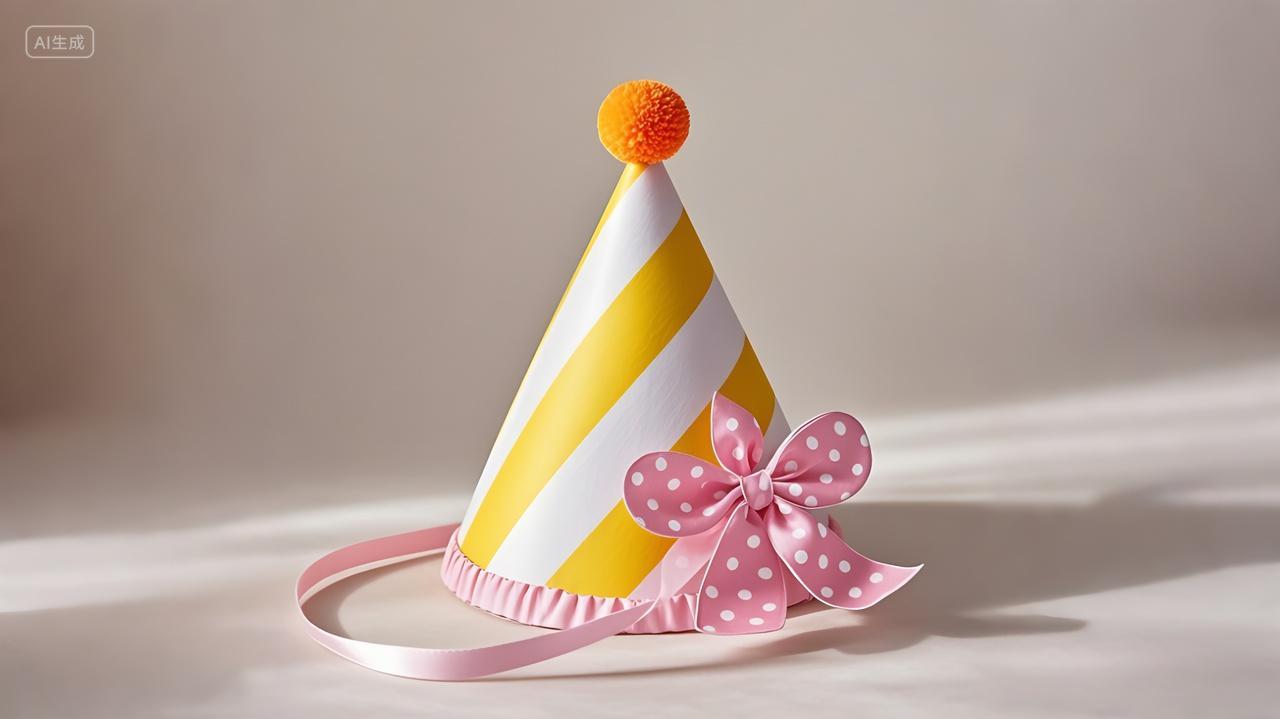 卡通可爱生日快乐帽子背景素材AI