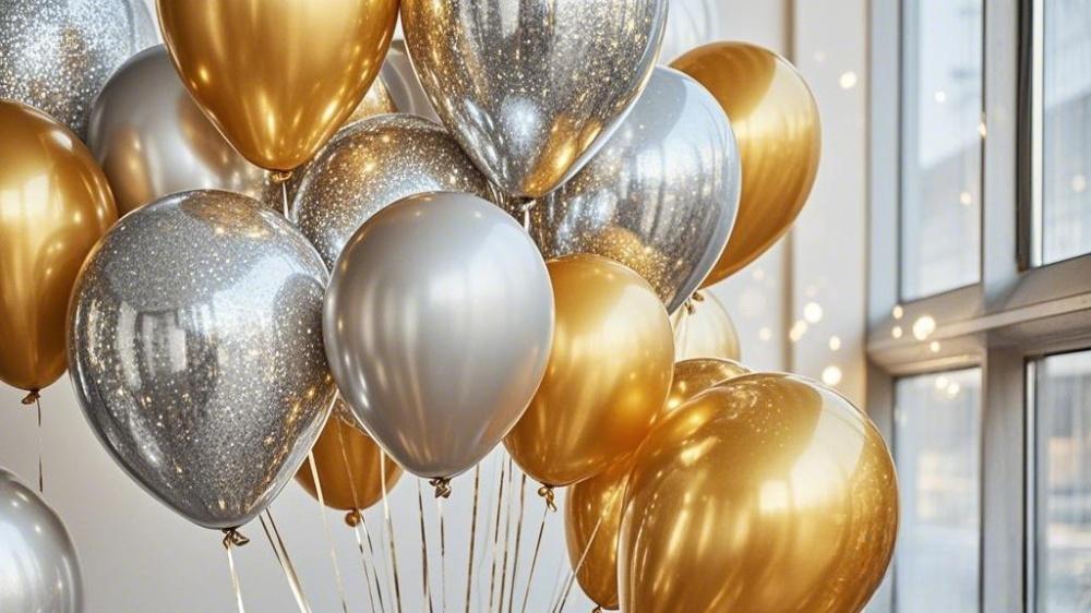 生日快乐场景一堆气球图片AI