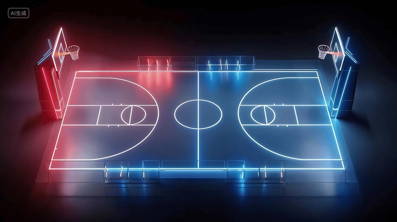 一个带有全息元素的数字篮球场AI